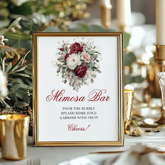 Vintage Boho Mimosa Bar Blush Burgunder Schild (Vintage Boho Mimosa Bar Blush Burgundy Sign)