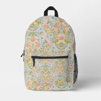 Vintage Boho Pastell-Wildblumen-Großschreibtischma Bedruckter Rucksack