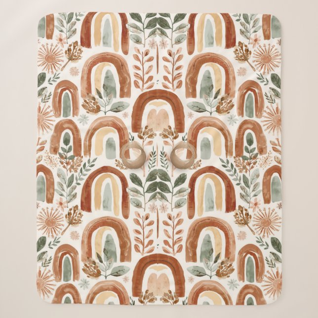 Vintage Boho Regenbogen  Sherpadecke (Vorderseite)