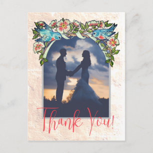 Vintage Boho Rosa Florale Hochzeits-Dankeschön Postkarte