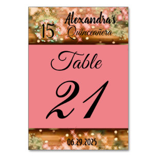 Vintage Boho Roségold Rustik Quinceañera Spanisch Tischnummer