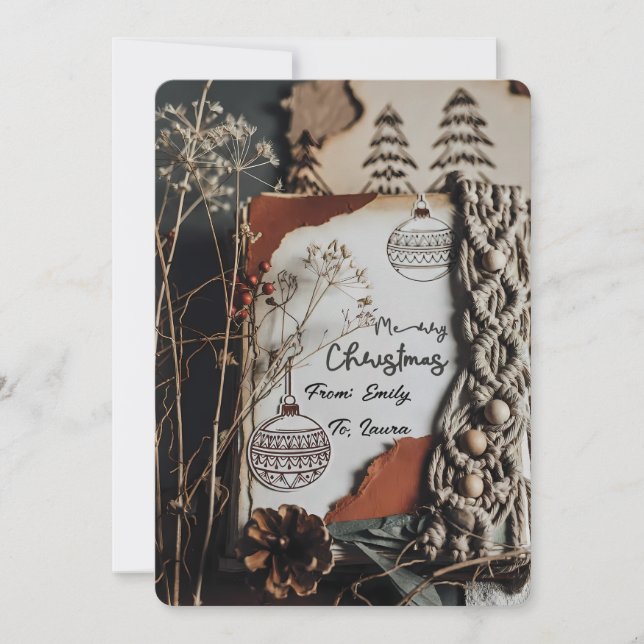 Vintage Boho Rustikal Makramee Weihnachten Individ (Vorderseite)