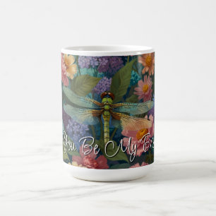 Vintage boho-schicke Pastell-Blütengarten-Libelle Kaffeetasse