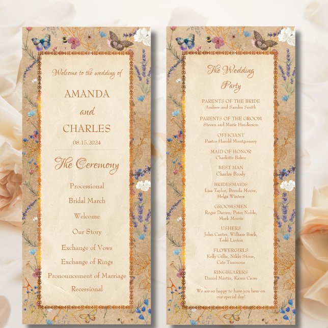 Vintage Boho Schmetterling Garten Hochzeitsprogram Programm (Von Creator hochgeladen)