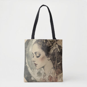 Vintage Boho Sideview Frauen und Halbmond