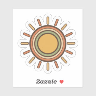 Vintage Boho Sun Sticker – Retro Minimal Earthy