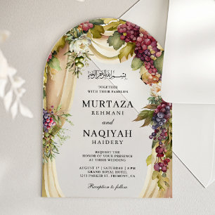 Vintage Boho Trauben Bogen Muslimische Hochzeit Acryleinladungen