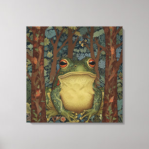 Vintage Boho-Wald-Frosch Leinwanddruck