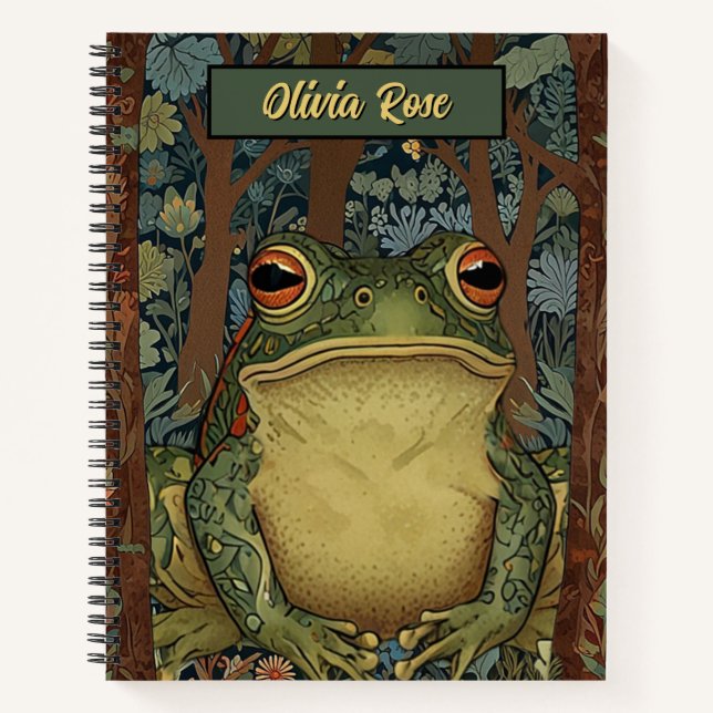 Vintage Boho-Wald-Frosch Notizbuch (Vorderseite)
