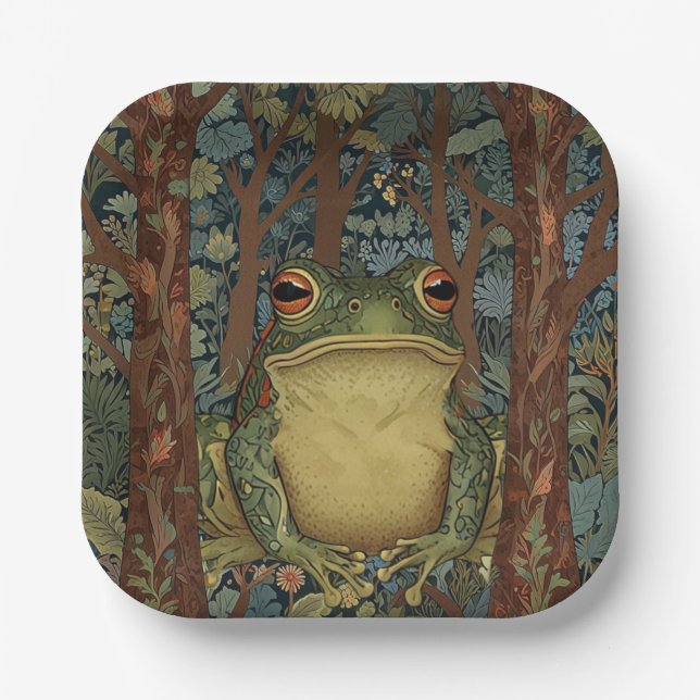 Vintage Boho-Wald-Frosch Pappteller (Vorderseite)