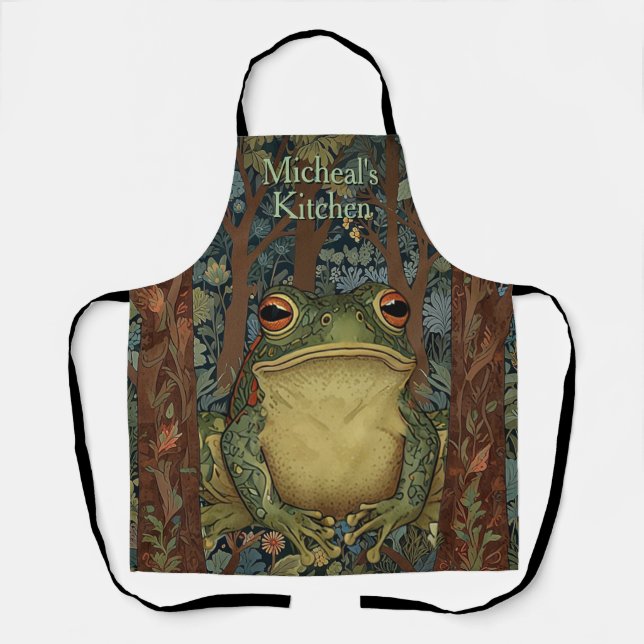 Vintage Boho-Wald-Frosch Schürze (Vorderseite)