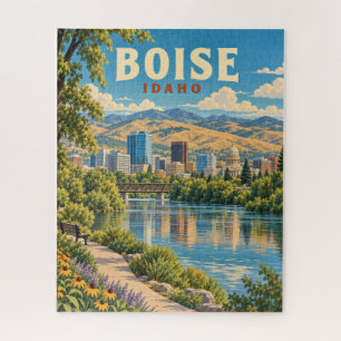 Vintage Boise Idaho Skyline Uferfront Puzzle