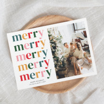 Vintage Bold Merry Christmas Modern Minimal Photo