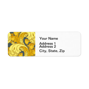 Vintage Bold Tulpe Blau Gold Muster