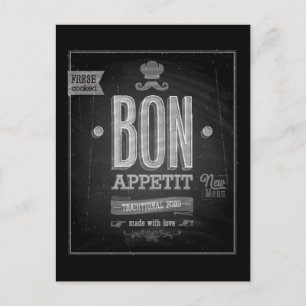 Vintage-Bon-Appetit-Plakat - Schultafel Postkarte