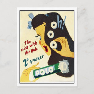 Vintage Bonbons - Die Minze mit der Hole Polo Ad Postkarte