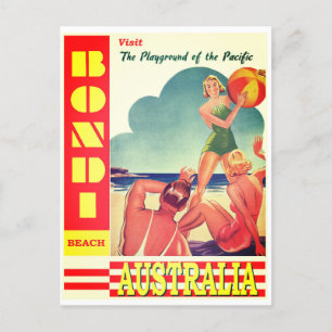 Vintage-Bondi-Strand-Postkarte Postkarte