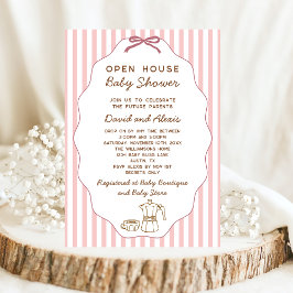 Vintage Bonjour Bebe Open House Girl Babydusche Einladung