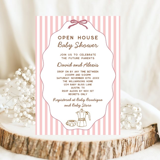 Vintage Bonjour Bebe Open House Girl Babydusche Einladung (Von Creator hochgeladen)