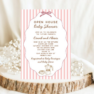 Vintage Bonjour Bebe Open House Mädchen Baby-Party Einladung
