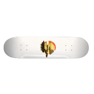 Vintage Bonsaisbaumgraphik im Sepia tont keine Skateboard
