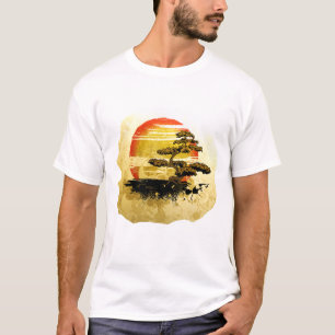 Vintage Bonsaisbaumgraphik in den Sepiatönen T-Shirt