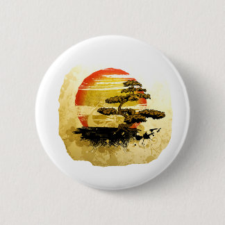 Vintage Bonsaisgrafischer Grunge-Blick mit Sun Button