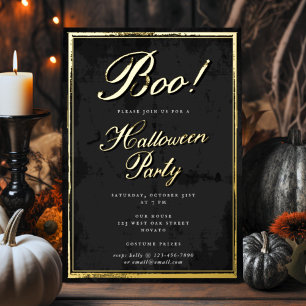 Vintage Boo! Schriftrahmen Halloween Gold Folien Feiertagskarte