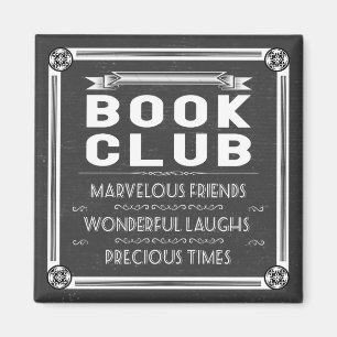 Vintage-Book-Club-Typografie-Kreide Magnet
