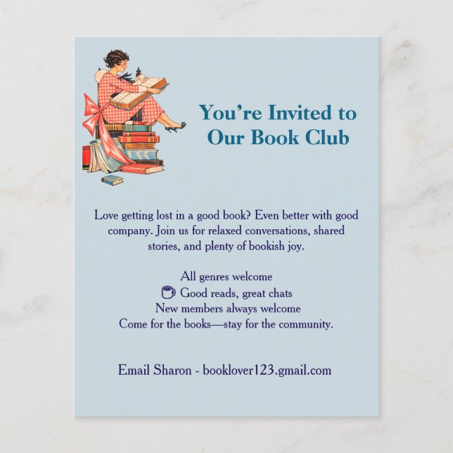 Vintage Book Lover Reading Illustration Flyer (Vorne)