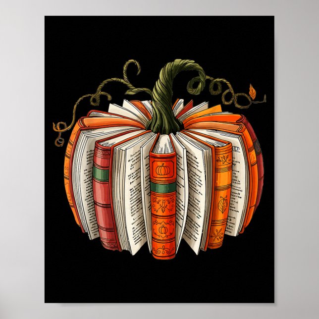 Vintage Book Pumpkin Autumn Fall Librarians Bookwo Poster (Vorne)