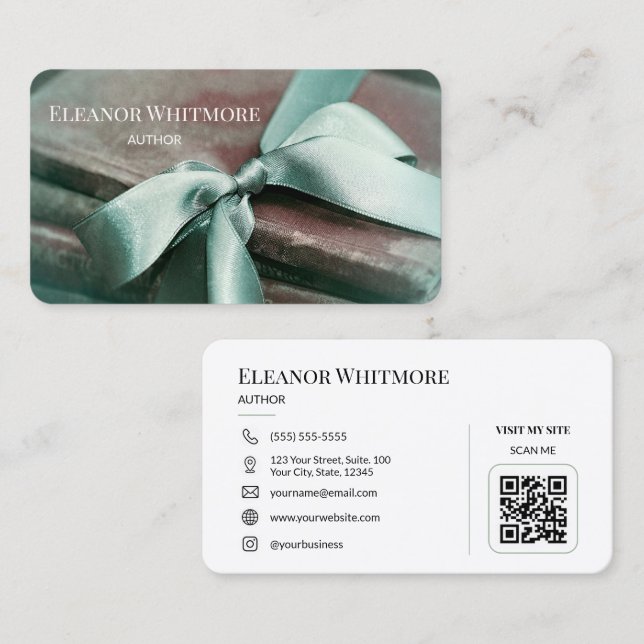 Vintage-Books-Autoren-QR-Code Visitenkarte (Vorne/Hinten)