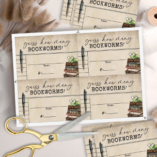 Vintage Books Baby Shower Buchwurm-Ratungskarte Einladung