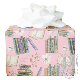 Vintage Books Gift Wrapping Paper - Pink Geschenkpapier