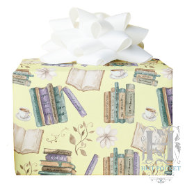 Vintage Books Gift Wrapping Paper - Yellow Geschenkpapier