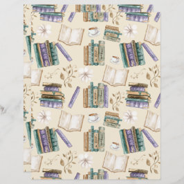 Vintage Books Scrapbook Paper in Cream
