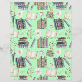 Vintage Books Scrapbook Paper in Green