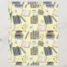 Vintage Books Scrapbook Paper in Yellow