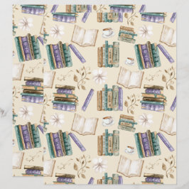 Vintage Books Scrapbook Papier in Creme