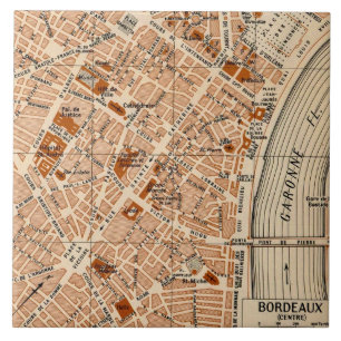 Vintage Bordeaux Frankreich Karte Fliese