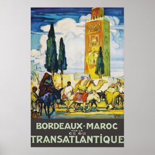 Vintage Bordeaux Marokko Reiseplakat Druck Poster