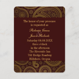 Vintage Bordeauxmuster Paisley Western Hochzeit Einladung