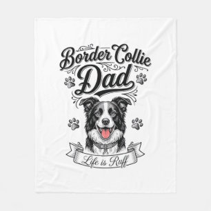 Vintage Border Collie Dad Gravur Hund Shirt Desi Fleecedecke