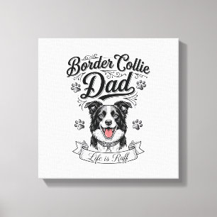 Vintage Border Collie Dad Gravur Hund Shirt Desi Leinwanddruck
