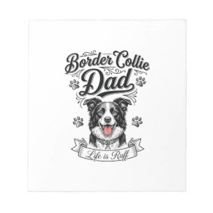 Vintage Border Collie Dad Gravur Hund Shirt Desi Notizblock