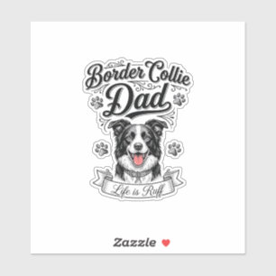 Vintage Border Collie Dad Gravur Hunde T-Shirt Des Aufkleber