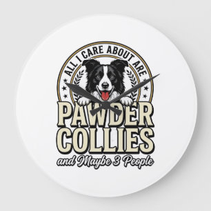 Vintage Border Collie Hundeliebhaber Lustiges T-Sh Große Wanduhr