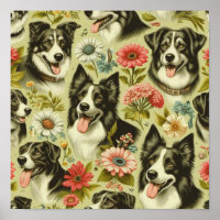 Vintage Border Collie Malerei