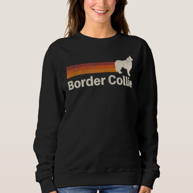 Vintage Border Collie Retro Mama Vater Sweatshirt (Vorderseite)