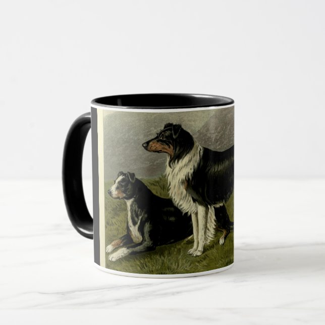 Vintage Border Collie Schäferhund Tasse (Vorderseite Links)